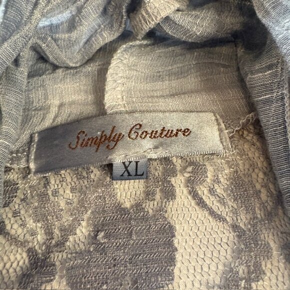 Simply Couture Lightweight Knit and Lace Long Cardigan in Blue Size XL - Picture 7 of 10